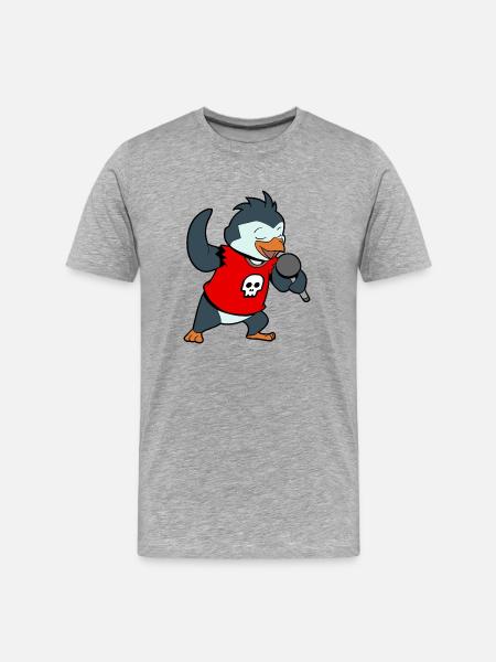 Singing Penguin With Microphone - Men's Premium Organic T-Shirt - heather gray