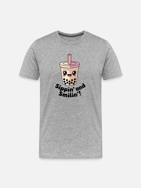 Sippin and Smilin - Men's Premium Organic T-Shirt - heather gray