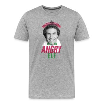 Buddy The Elf – Angry Elf - Men's Premium Organic T-Shirt - heather gray - Front - AI Model Male 185 light (185cm)