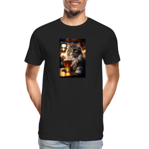 Bright Eyed Beer Cat - Men's Premium Organic T-Shirt