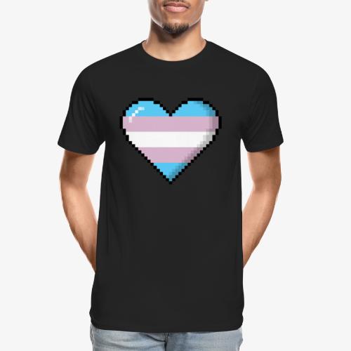 Transgender Pride 8Bit Pixel Heart - Men's Premium Organic T-Shirt