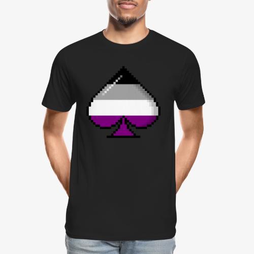 Asexual Pride 8Bit Pixel Ace of Spades - Men's Premium Organic T-Shirt
