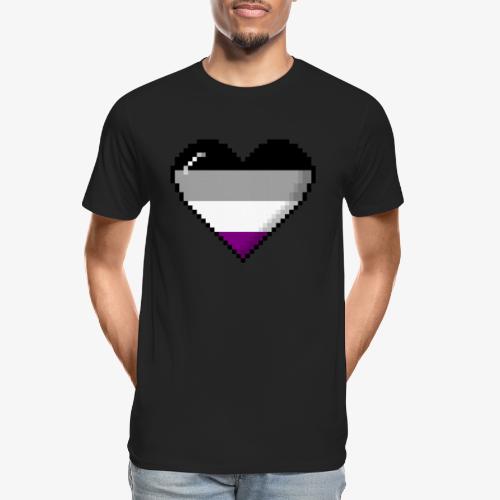 Asexual Pride 8Bit Pixel Heart - Men's Premium Organic T-Shirt