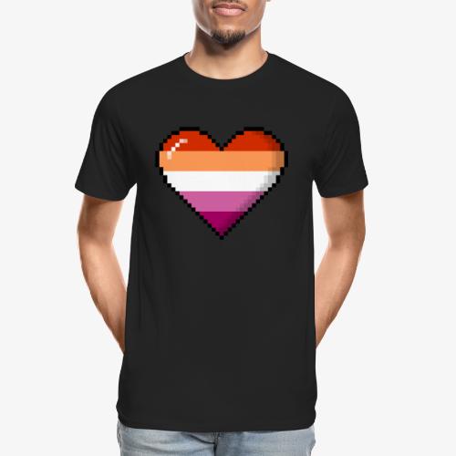 Lesbian Pride 8Bit Pixel Heart - Men's Premium Organic T-Shirt