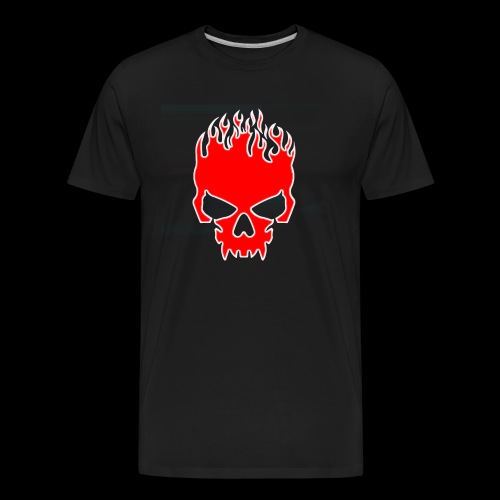 Flaming Red Skull with Tribal Flames - Men's Premium Organic T-Shirt