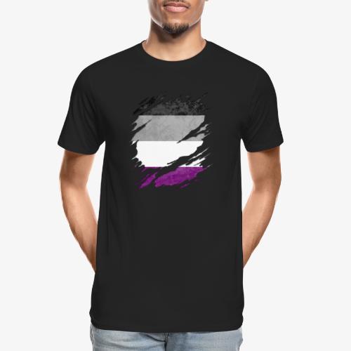 Asexual Pride Flag Ripped Reveal - Men's Premium Organic T-Shirt
