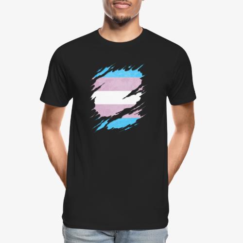 Transgender Pride Flag Ripped Reveal - Men's Premium Organic T-Shirt