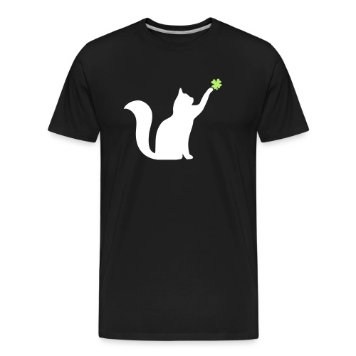 Cat and 4 Leaf Clover - Men's Premium Organic T-Shirt
