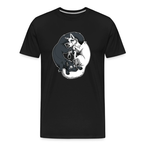 Yin Yang Foxes (white border) - Men's Premium Organic T-Shirt