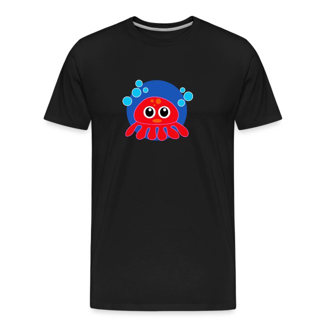 Red Octopus on Blue Circle