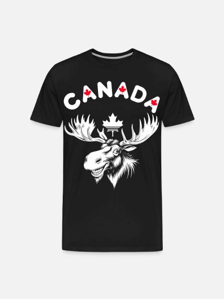 Canadian Moose with Maple Leaf Emblem - Men's Premium Organic T-Shirt - black