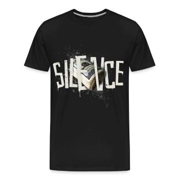 Silence Is Money Motivational Cash Art - Men's Premium Organic T-Shirt - black - Front - AI Model Male 185 light (185cm)
