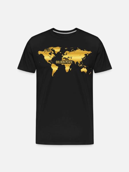 Golden Peace World Map - Men's Premium Organic T-Shirt - black