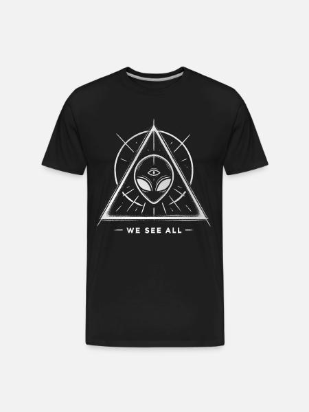 Alien Symbol We See All Cosmic Mystery Tee - Men's Premium Organic T-Shirt - black
