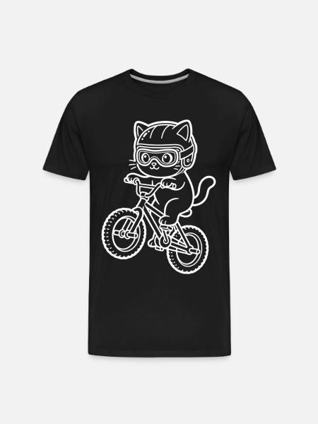 Kawaii Cat Riding BMX Bike - Men's Premium Organic T-Shirt - black