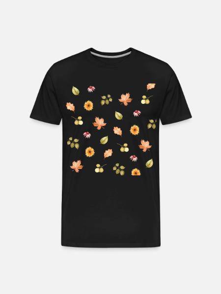 Autumn Meadow Floral Scatter - Men's Premium Organic T-Shirt - black