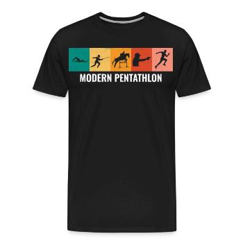 Modern Pentathlon - Fencing Swimming Riding - Men's Premium Organic T-Shirt - black - Front - AI Model Male 185 light (185cm)