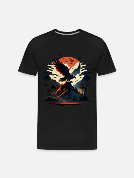 Golden eagle on snow mountain - Men's Premium Organic T-Shirt - black