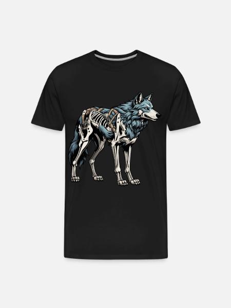 wolf Skeleton Illustration - Men's Premium Organic T-Shirt - black