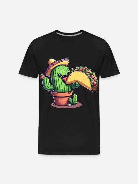 Mexican taco cactus - Men's Premium Organic T-Shirt - black