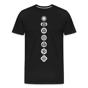 Chakras - Men's Premium Organic T-Shirt - black - Front - AI Model Male 185 light (185cm)