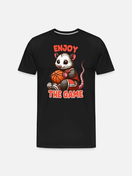 Opossum With Basketball - Men's Premium Organic T-Shirt - black