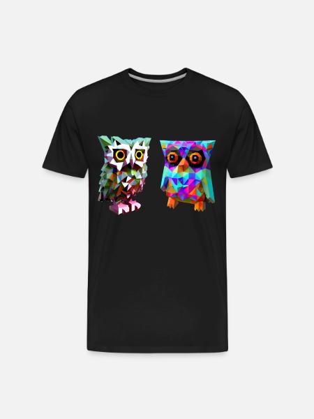 Polygon owls - Men's Premium Organic T-Shirt - black
