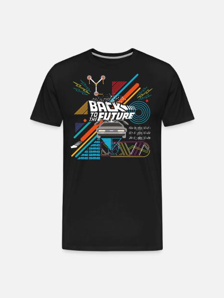 Back To The Future Logo With Delorean Time Machine - Men's Premium Organic T-Shirt - black