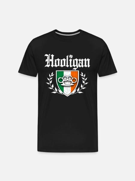 Irish Hooligan Crest vintage distressed look - Men's Premium Organic T-Shirt - black