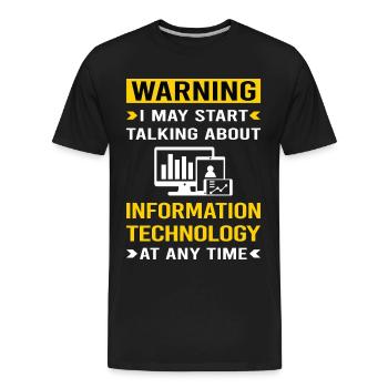 Warning Information Technology - Men's Premium Organic T-Shirt - black - Front - AI Model Male 185 light (185cm)