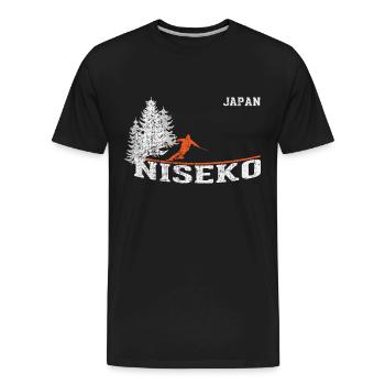 1980S Style Niseko Japan Skiing - Men's Premium Organic T-Shirt - black - Front - AI Model Male 185 light (185cm)