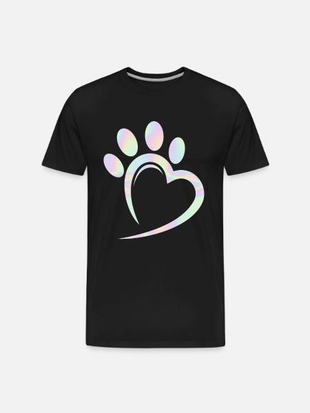 Pastel Cat Paw Heart - Men's Premium Organic T-Shirt - black