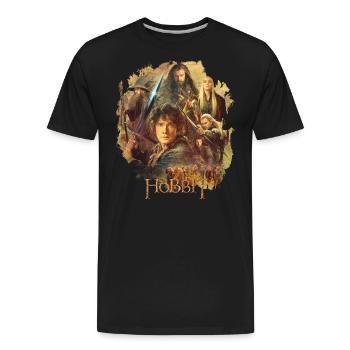 The Hobbit Characters Around Bilbo Baggins - Men's Premium Organic T-Shirt - black - Front - AI Model Male 185 light (185cm)