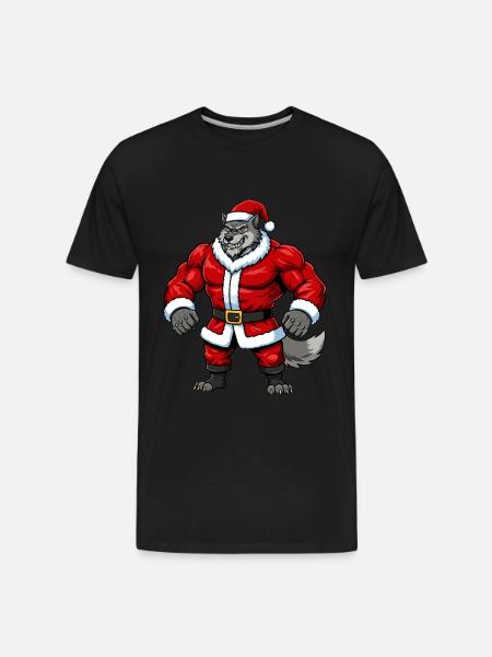 Wolf Santa Claus - Men's Premium Organic T-Shirt - black