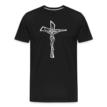 Jesus Christ Catholic - Men's Premium Organic T-Shirt - black - Front - AI Model Male 185 light (185cm)