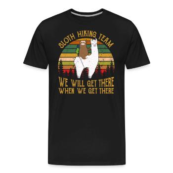 Sloth And Llama Hiking Team Sloth Hiking - Men's Premium Organic T-Shirt - black - Front - AI Model Male 185 light (185cm)