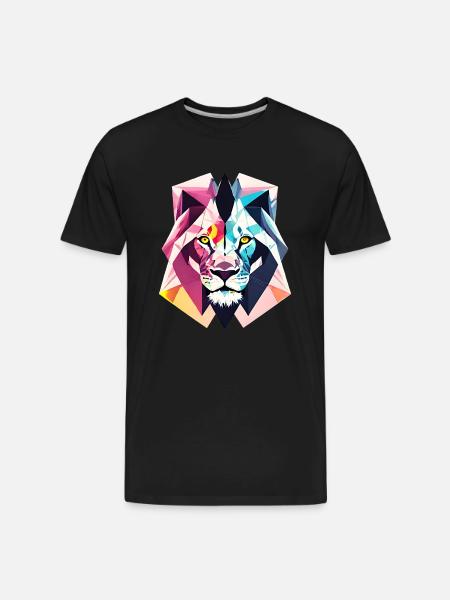 Polygon lion - Men's Premium Organic T-Shirt - black