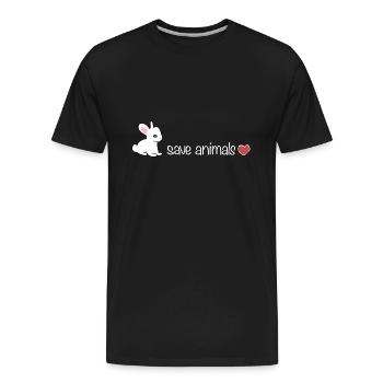 save animals animal rabbit heart animal welfare - Men's Premium Organic T-Shirt - black - Front - AI Model Male 185 light (185cm)
