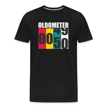 OLDOMÈTRE ANNIVERSAIRE 50 ans - T-shirt écologique Premium pour hommes - noir - Devant - AI Model Male 185 light (185cm)