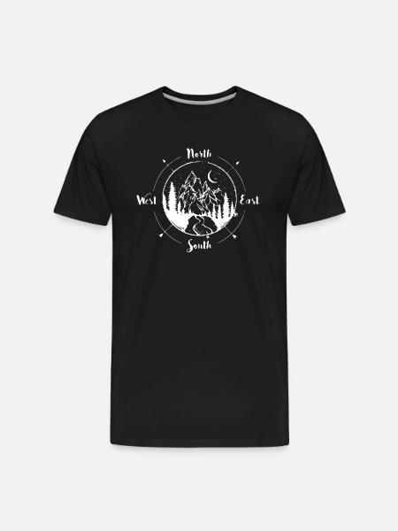 Mountain with compass - Men's Premium Organic T-Shirt - black