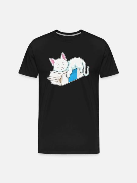 Cat With Milk - Men's Premium Organic T-Shirt - black