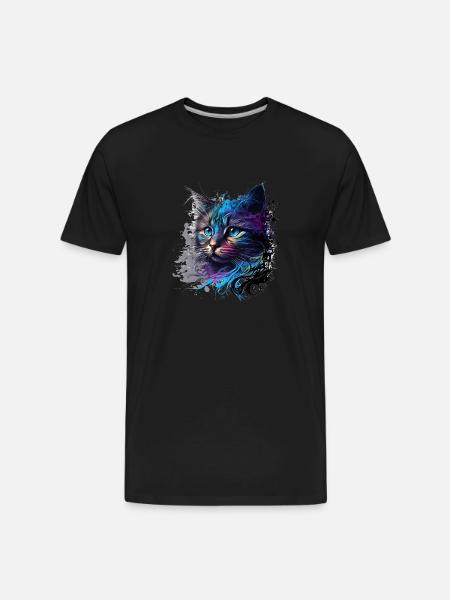 Cat design "Blue cat" - Men's Premium Organic T-Shirt - black