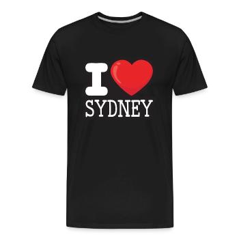 I love SYDNEY - Men's Premium Organic T-Shirt - black - Front - AI Model Male 185 light (185cm)