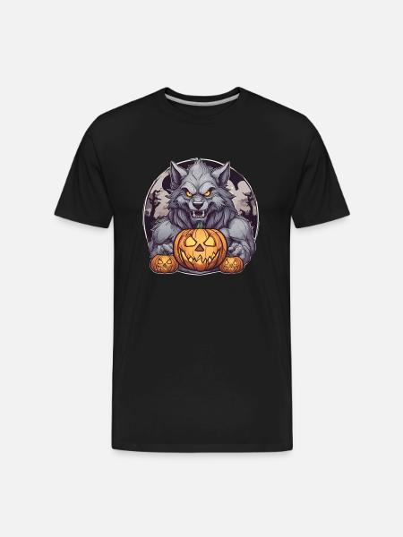 Halloween Werewolf Pumpkin - Men's Premium Organic T-Shirt - black
