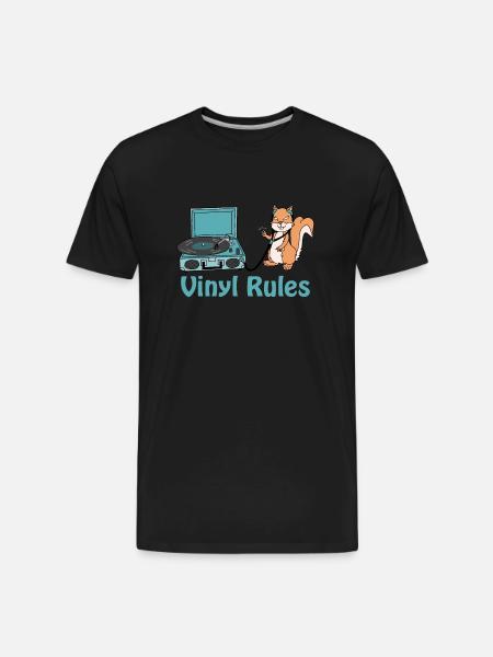 vinyl rules sky blue - Men's Premium Organic T-Shirt - black