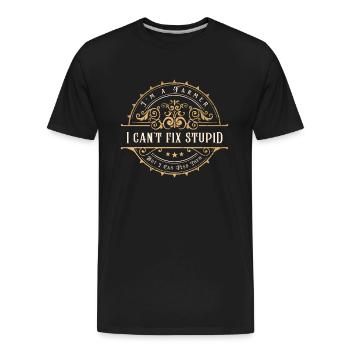 Funny Farming I'm A Farmer I Feed People Can't FIx - Men's Premium Organic T-Shirt - black - Front - AI Model Male 185 light (185cm)
