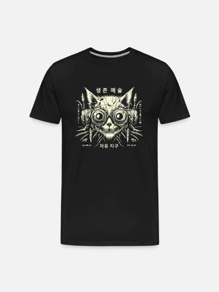 Korean gamer cat - Men's Premium Organic T-Shirt - black