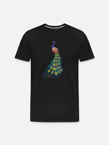 Peacock - Men's Premium Organic T-Shirt - black