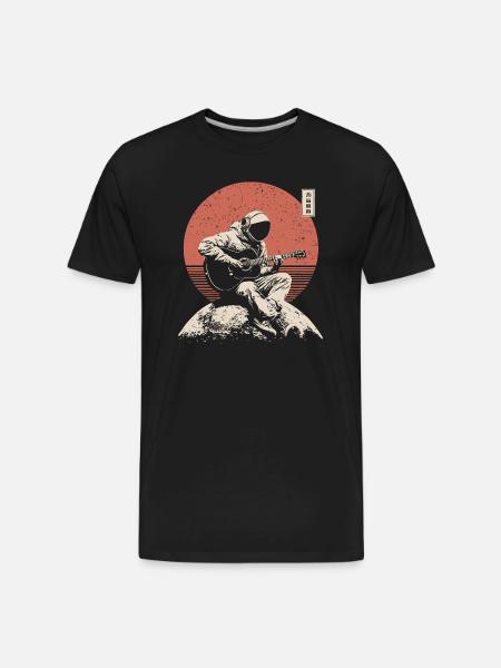 Astronaut Guitar on Lunar Sunset - Men's Premium Organic T-Shirt - black
