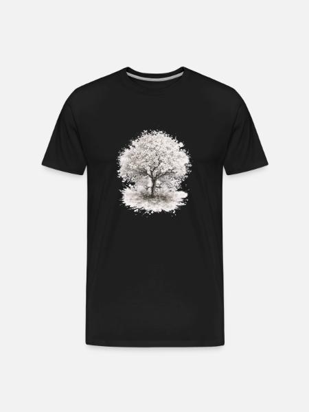 Cherry Blossom Tree – Monochrome Botanical - Men's Premium Organic T-Shirt - black